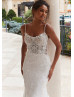 Beaded Scoop Neck Ivory Lace Tulle Sweet Wedding Dress